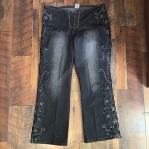 Z Cavaricci vintage Jeans Women’s low rise Embroidered Floral Flare Boho Y2K 16